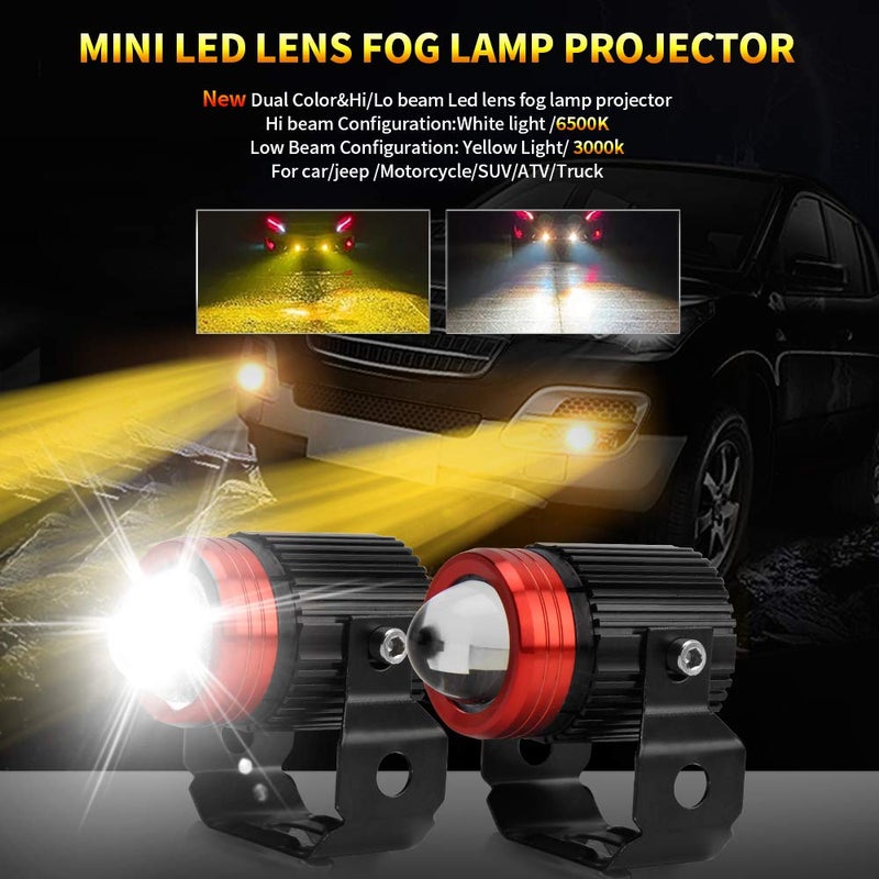 OPP ULITE أضواء ضباب LED للدراجات النارية OPP ULITE 3000K أصفر كهرماني 6500K أبيض ضوء قيادة 24W 3000LM IP65 شعاع عالي ومنخفض لتجنب إبهار السائق ضوء النقطة DRL لسيارة جيب SUV شاحنة ATV (ضباب مصغر-24W-M) - Image 4